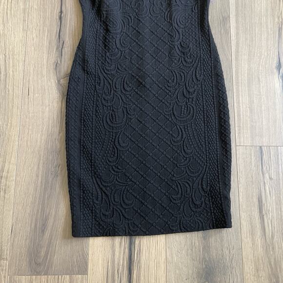 Tory Burch Kiersten Body-Con Dress Size Medium Black Jacquard Cap Sleeve - Picture 5 of 11
